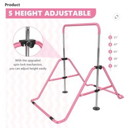 Adjustable pink kids gymnastics training bar