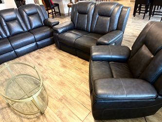 Leather sofa, loveseat & rocker chair