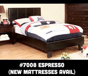 Twin espresso or grey leatherette platform bed frames - New In Box