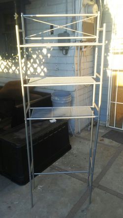 Bathroom shelves.