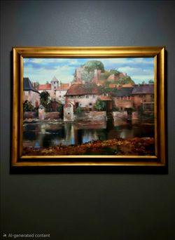 La Seyne-sur-Mer" Oil  Painting by artist Roger Duvall  Framed 36.5"×28.5"