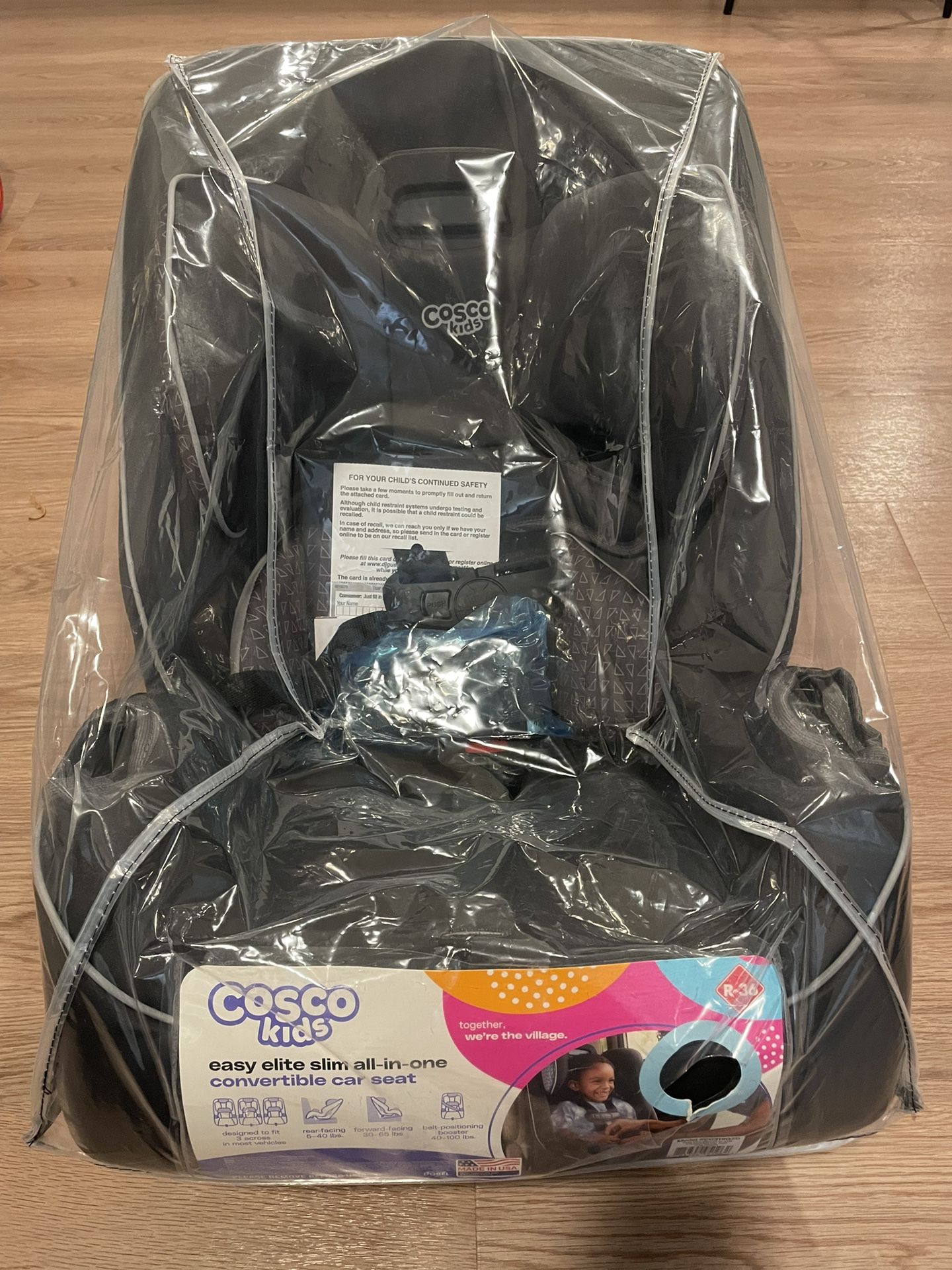 Cosco Kids Easy Elite Slim All-in-One Convertible Car Seat, Pink Rings, Infant & Toddler, Unisex