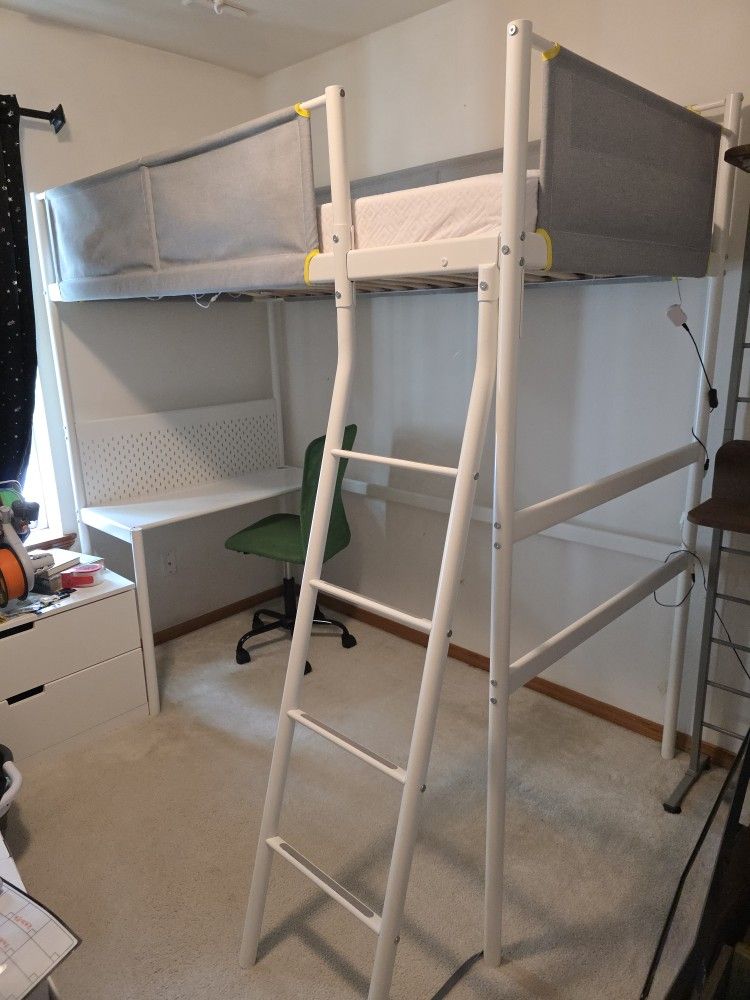 Ikea Loft Bed With Desk and Twin Matress
