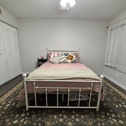 Full White Framed Bed with 10” Mattress & Protector 