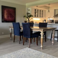 4 Blue Velvet Chairs 