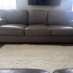 Sofa  de cuero lombardia, Gris, De Tres Plasa 