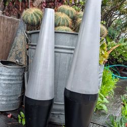 2) Vintage Aluminum Vase Mid-Century Sculptures Like Lava Lamp MCM Pair 