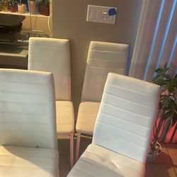 4 White Dining Chairs