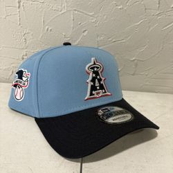 MLB New Era Anaheim Angels Sky Blue Dark Blue American League Patch 9forty A Frame SnapBack Hats 