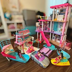 Barbie House with Double Decker Yacht, Convertible, & Pegasus