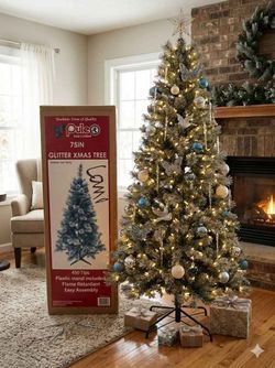 6 ft glitter skinny Christmas tree