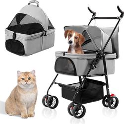 3-in-1 Folding Dog Stroller,Multifunction Dog Cat Jogger Stroller