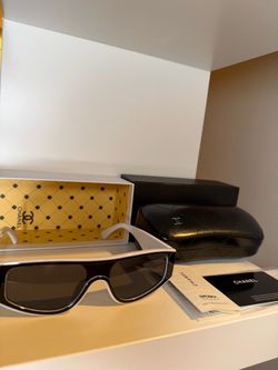 Chanel Rectangular Shield Sunglasses with Case