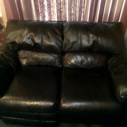 Black Leather Reclining Loveseat 