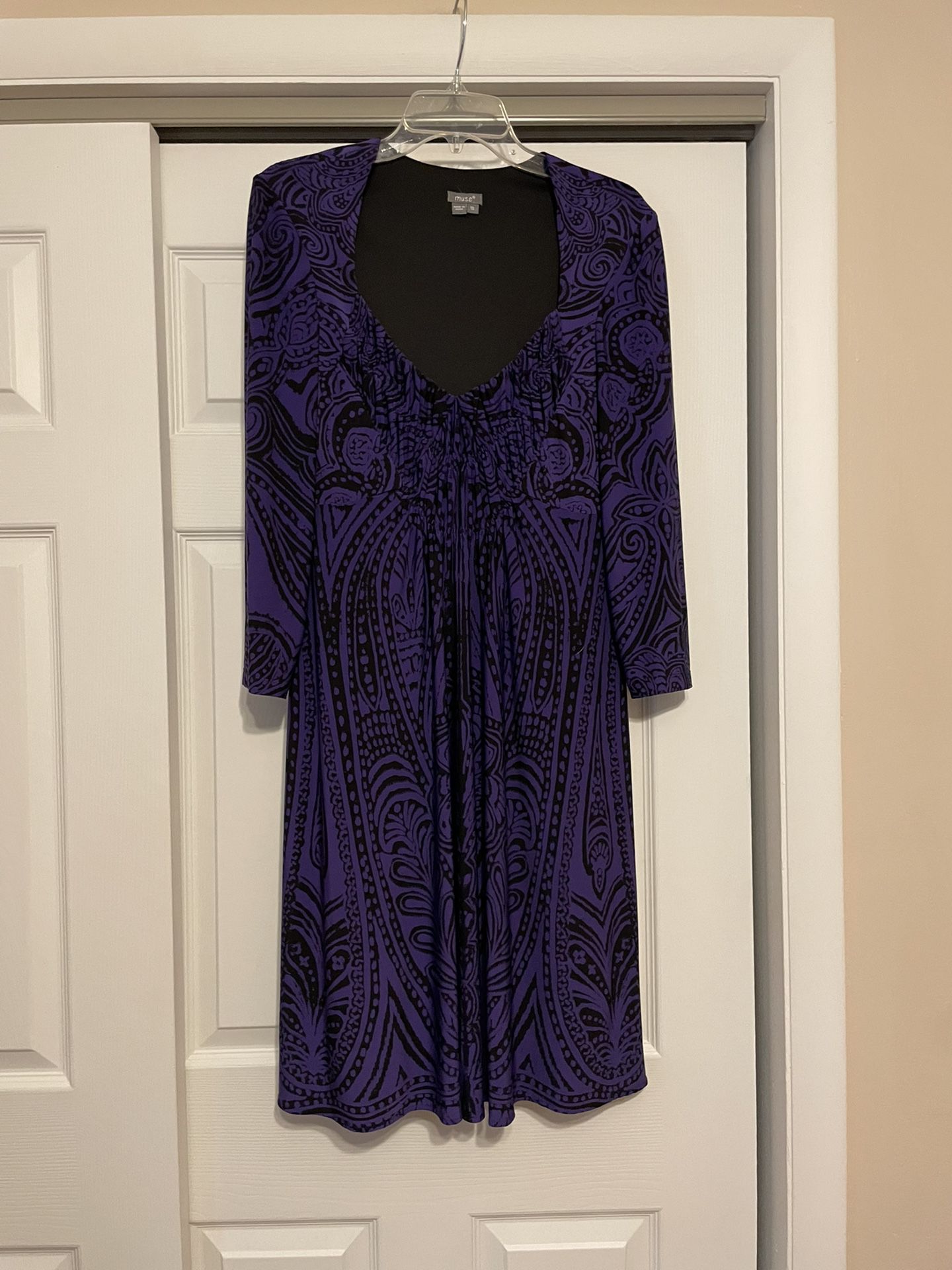 Muse Purple & Black Shift Dress - Size 10