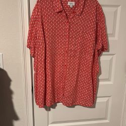 Button Down, Call It Short Sleeve, Orange Print Shirt