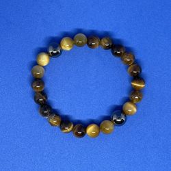 Natural Charged Hematite& Tiger Eye Bracelet (known For: Decision & $ Making, healer,Calm Emotions, Remove Negativity)