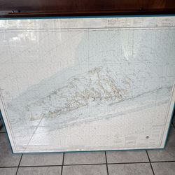 Map Of The Florida Keys In Teal Frame