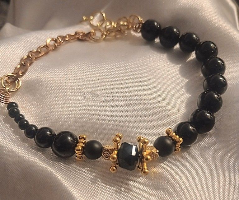 Black Tourmaline Beaded Bracelet