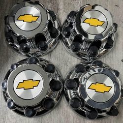 4PCs Chevy 8 Lugs Chrome REPLACEMENT WHEELCENTER CAP HUB SILVERADO, SUBURBAN, AVALANCHE 25OO 35OO