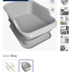 Mr. Catman Sifting Cat Litter Box with Sifter Pan & 7-Day Waste Storage Tray, Large, Gray