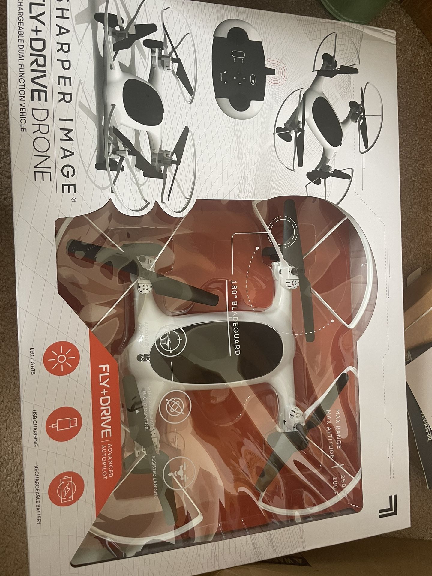 Sharper Imager 7" Rechargeable Drone, Fly in The Sky, Drive On The Land