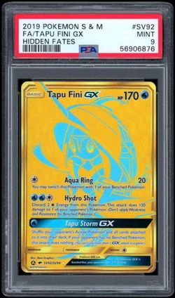 2019 Pokémon Hidden Fates Tapu Fini GX Gold Secret Rare #SV92/SV94 — PSA 9 Mint