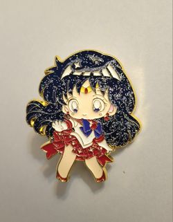 Chibi Sailor Mars Glitter Enamel Pin | Sailor Moon Anime Collectible