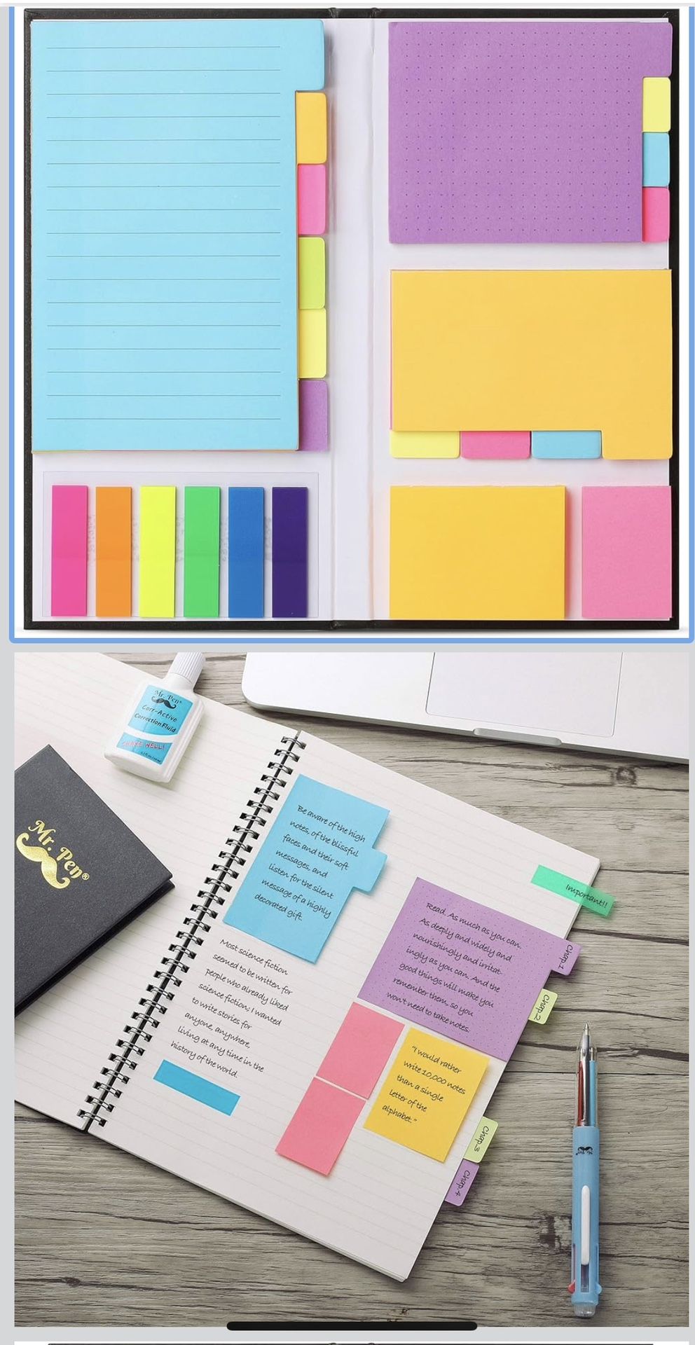 Mr. Pen- Sticky Notes Set, 410 Pack, School Supplies, Office 1 Vibrant 