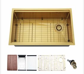 Stainless Steel Sink Gold Item: 33.0 × 19.0 × 10.0 in
