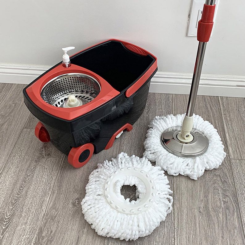 (New in box) $25 Deluxe Black Spin Mop Wheels and Extended Handle with 2x Microfiber Mop Heads 