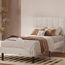 41.7-in W Beige Twin XL Bed Frame with Headboard