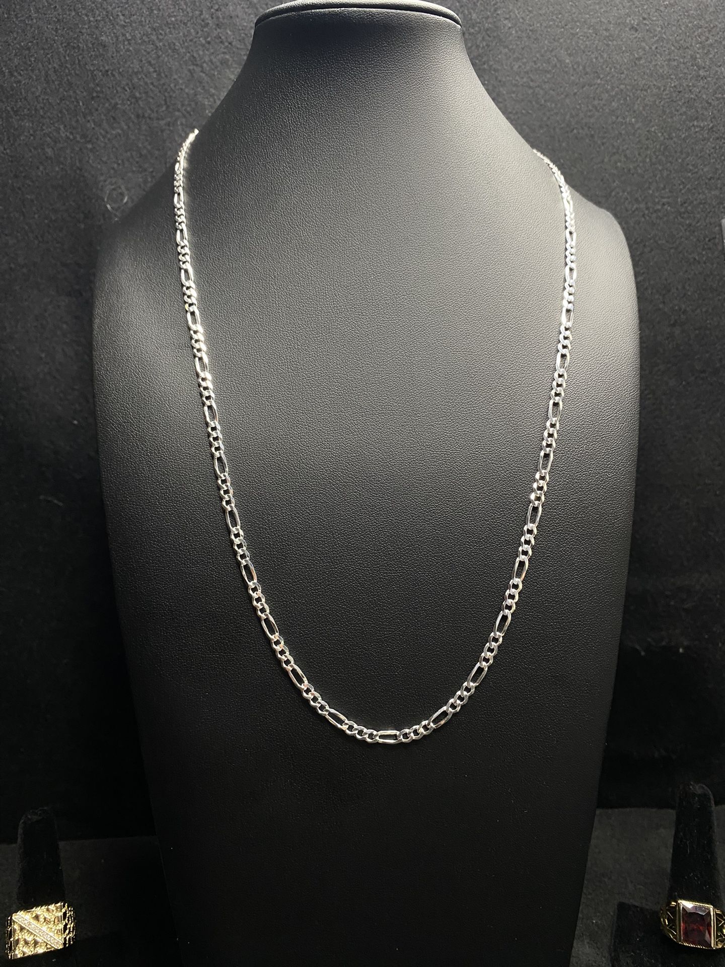 925 Silver Figaro Necklace 24” 
