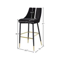 Meridian Furniture Sleek Black Velvet Stool (Set of 2)