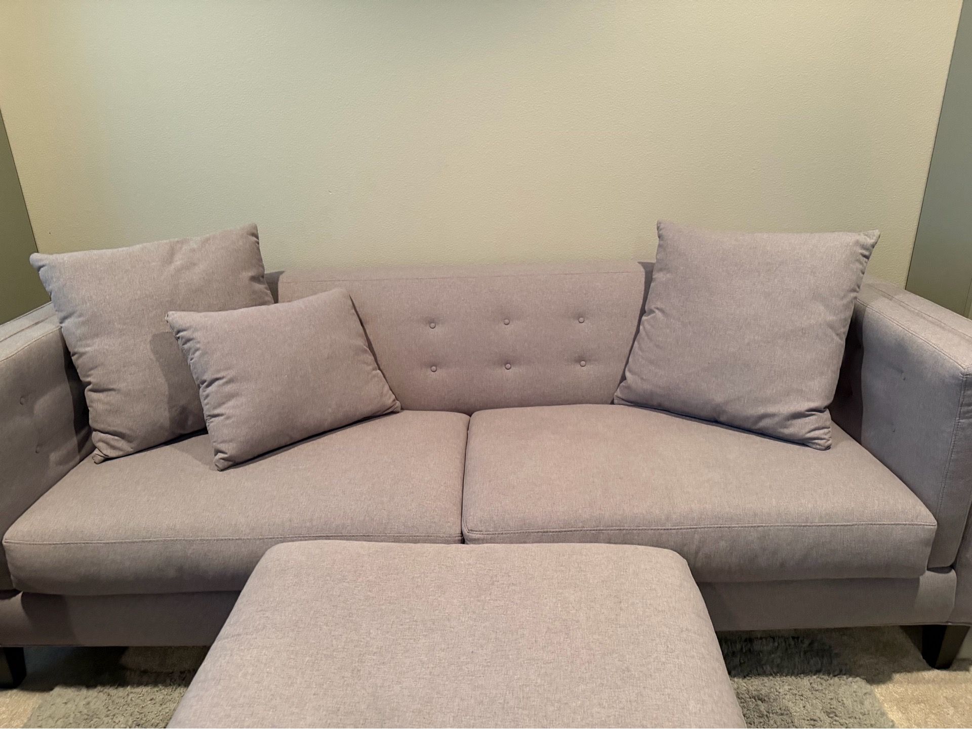 Modern Neutral Sofa + Ottoman Set – Stylish & Comfortable