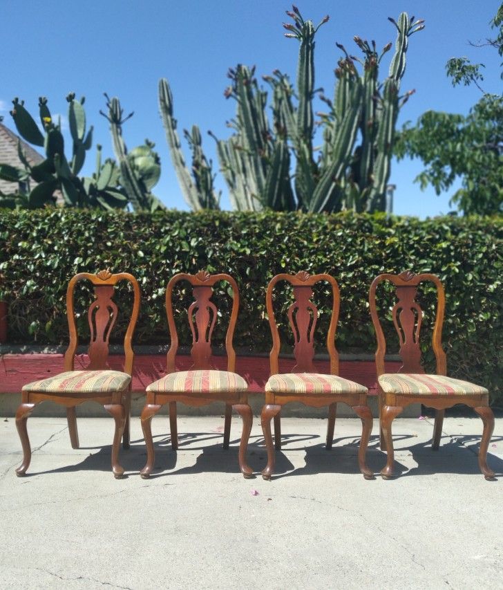 Vintage Antique Queen Anne set of Four Dining Chairs Stickley Ethan Allen Kittinger style