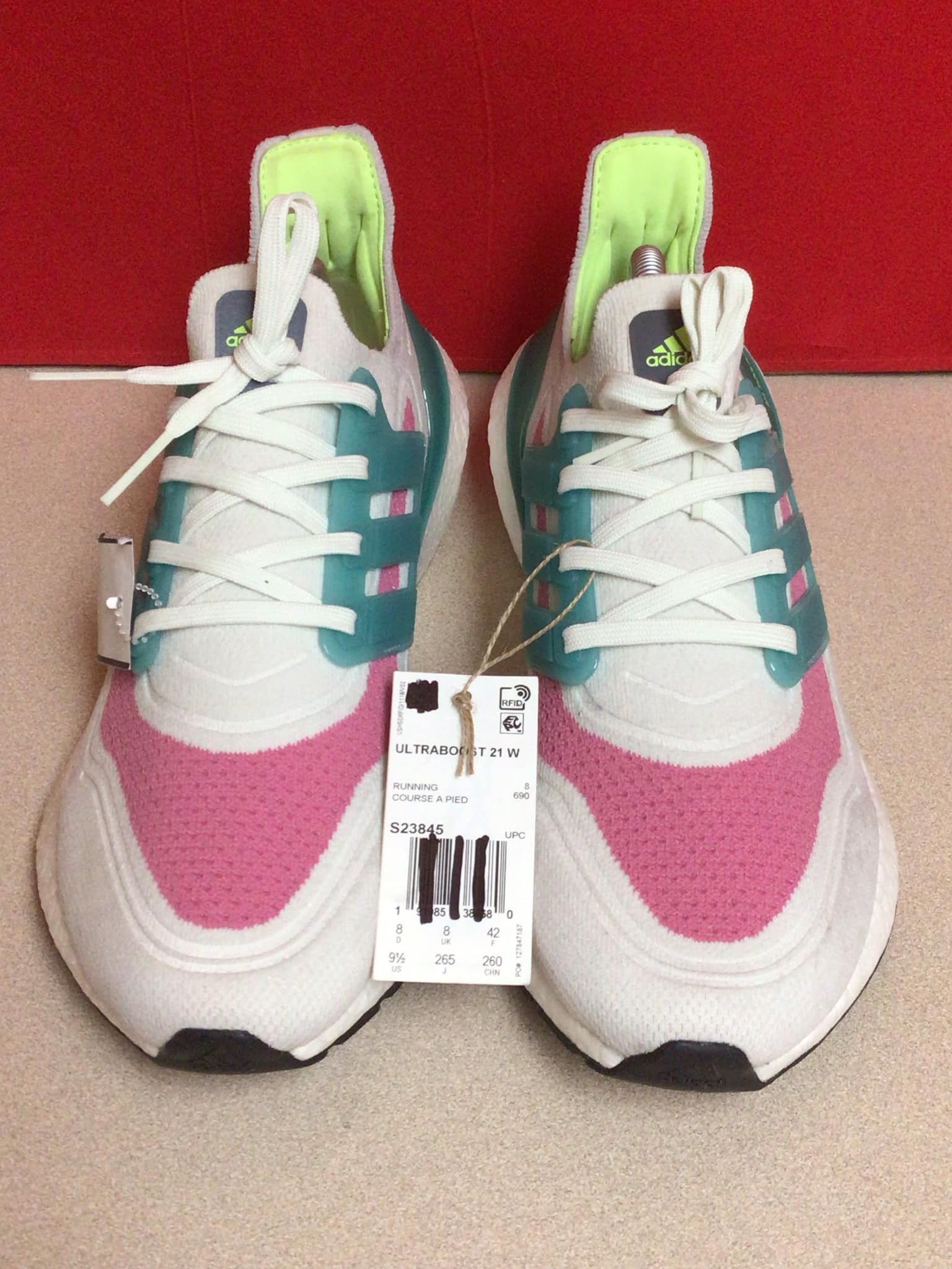 New Adidas UltraBoost 21 White Tint Rose tone W size US 9.5 women’s footwear.