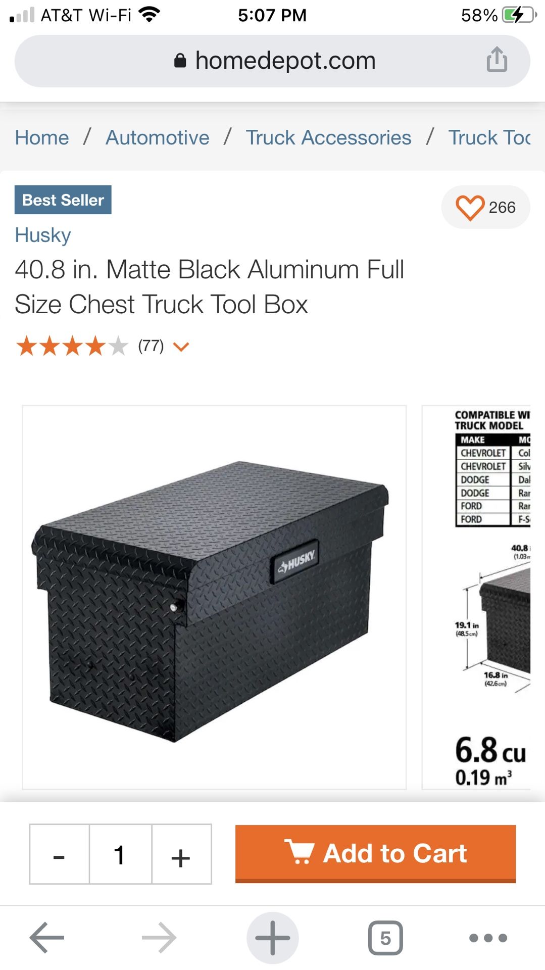 Truck Tool Box Fits Full Size Truck