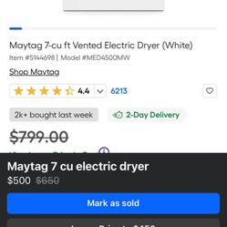 Maytag Dryer Was Going For 800 Will Sell For 500 Obo