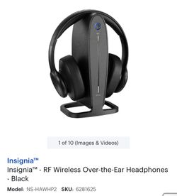 Insigniaâ„¢ - RF Wireless Over-the-Ear Headphones - Black Brand New Still Inbox