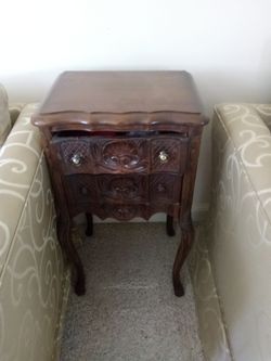 Dark wood antique drawer table