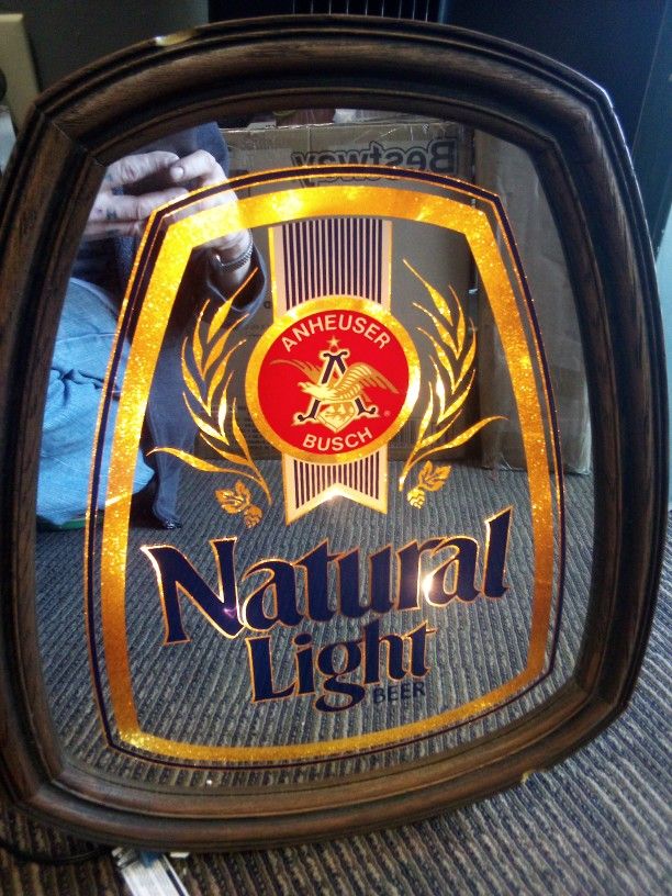 vintage Anheuser-Busch Natural Light beer mirror sign.