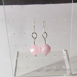 Rose Quartz And Silver Dangle Earrings
