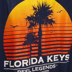 Reel Legends Shirt Men's Lg Blue Short Sleeve Florida Keys