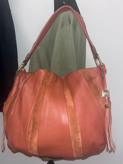 Aimee Kestenberg Burnt Sienna Leather & Pumpkin Suede Shoulder Bag