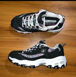 Womens D'Lites Skechers Fashion Lace Up Rainbow Colorful Sneakers Shoes