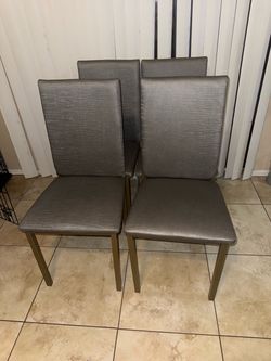 Set of 4 Gray Upholstered Dining Chairs