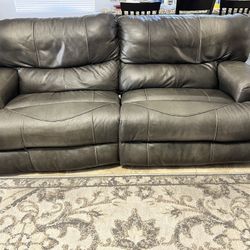 Leather Power Split Control Couch