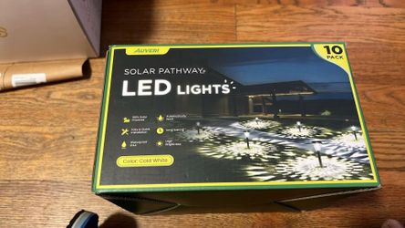 New in box 10 Pack Ultra Bright Solar Lights Outdoor Waterproof, from Dusk to Dawn Up to 12H Outdoor Solar Lights, Auto On/Off Solar Powered Garden Pa