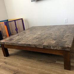 Granite and Wood Low Coffee Table 